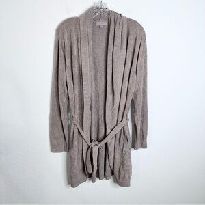 Barefoot Dreams Cardigan Sweater Women Large Cozychic Ultra Lite Tan Taupe C4